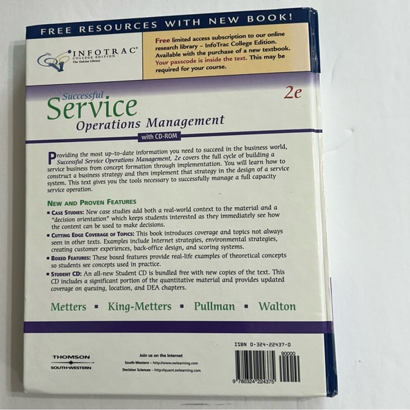 Successful Service Operations Management Book by Richard Metters et al/ 2e - Picture 2 of 5